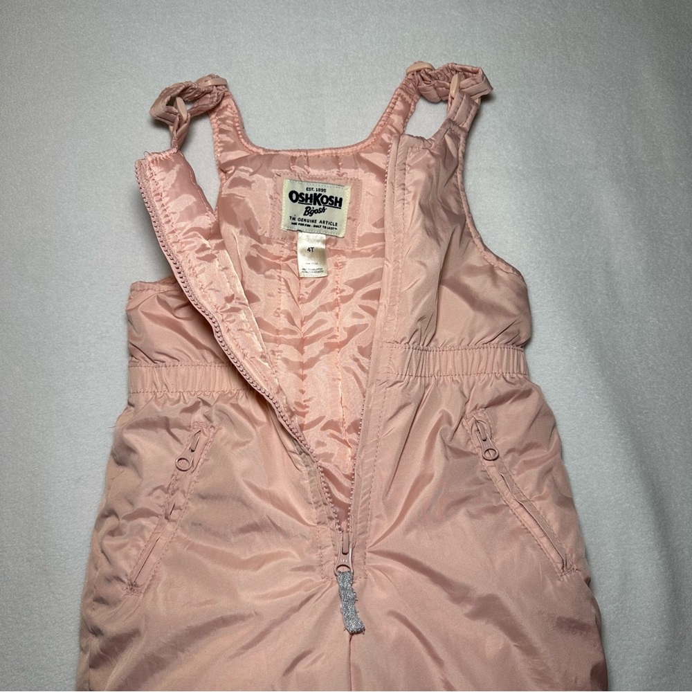 OshKosh Girls 4T Pink Snow Pants Adjustable Straps Boot Covers - Picture 5 of 8